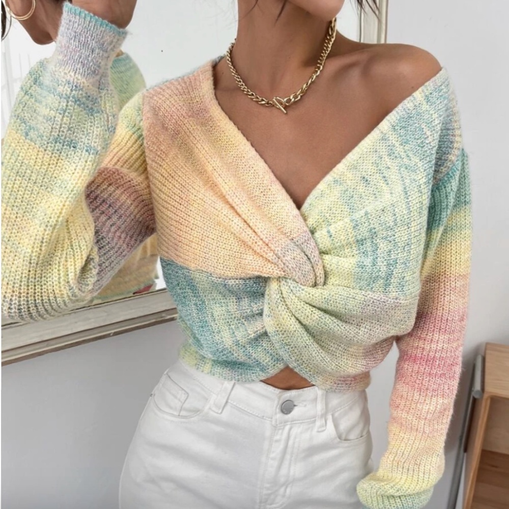 Space Dye Twist Front Sweater